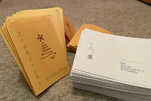 Weihnachtskarten 2022 ... 172 Karten verschickt und ... 3 verteilt
